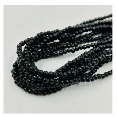 Imagem de Fio de Pedras 3mm 100un Esfera Olho de Gato Preto 30cm Arte - Macall