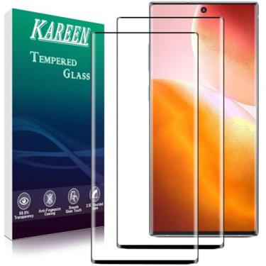 Imagem de KAREEN Pacote com 2 protetores de tela para Samsung Galaxy Note 10 Plus, película de vidro temperado, cobertura total 3D, dureza 9H, antiarranhões, sem bolhas