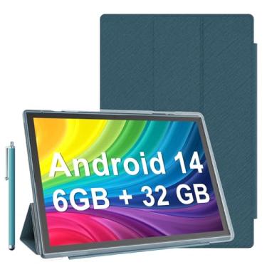 Imagem de Tablet de 10 polegadas Android 14 tablets com capa Stylus 6 GB de RAM + 32 GB de ROM, suporta expansão de 1024 GB, bateria de 6000 mAh, tablet Android de 10 polegadas, câmera dupla de 2 MP + 8 MP