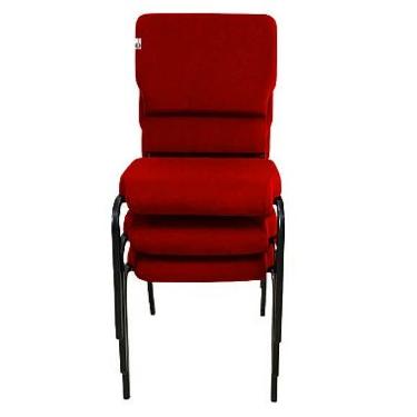 Imagem de 03 Cadeiras Empilhável para Igrejas Evangélicas Linha Church Vermelho