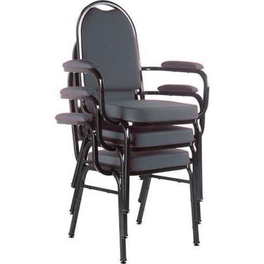 Imagem de Kit com 3 Cadeiras para Auditório Linha Hotel Cinza