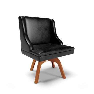 Imagem de Cadeira Corano Preto Giratória De Madeira