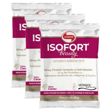 Imagem de Kit 3X: Isofort Beauty Whey Protein Cacau Vitafor 25g