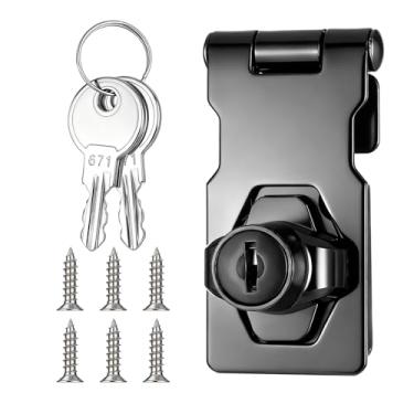 Imagem de Trava dobrável de 3 mm espessada para serviço pesado com chave e fechaduras de armário com chaves Fechadura de porta de segurança Trava de portão de aço inoxidável para armários de janela de porta