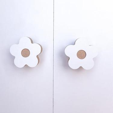 Imagem de 6 Puxadores Flor Branco Infantil Gaveta Cômoda Móveis Porta Quarto