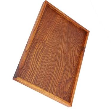 Imagem de Eacam Bandeja de chá de Madeira Lanches Prato de Armazenamento de Alimentos para Casa de Hotel, Leve, Fácil de Transportar, Estilo Elegante, Superfície Lisa, Conveniente para Limpar, (35 * 24cm)