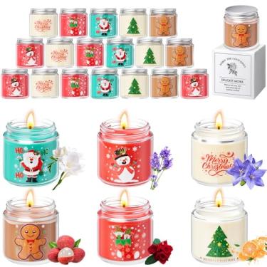 Imagem de Pangda 24 velas perfumadas de Natal, presentes de Natal para mulheres e homens, cera de soja natural com vela natalina inclui 6 aromas diferentes, ideal para Natal, Ano Novo e decoração de casa de