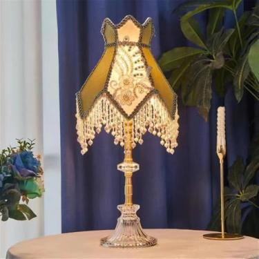 Imagem de Luminária de mesa francesa de luxo com LED, estilo retrô americano, para sala de estar, quarto, escritório, casa de campo ou hotel, com franjas criativas, estilo campestre europeu (Estilo 19