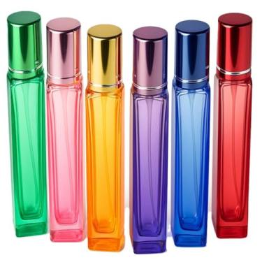 Imagem de Kit 6 Frascos de Vidro 10ml com Spray –Refil para Perfume, Aromatizador e Cheirinho Automotivo(10 ml - liso)