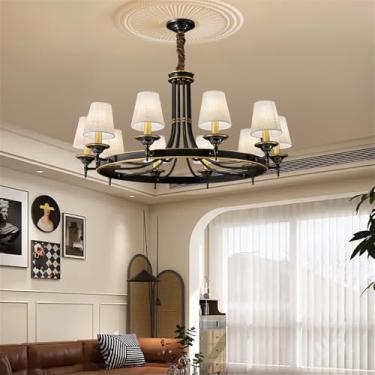 Imagem de Lustre americano de latão com LED, estilo europeu, luxuoso, para sala de estar, restaurante, quarto, villa, hotel, loja de roupas, luminária pendente (J 10 luzes)