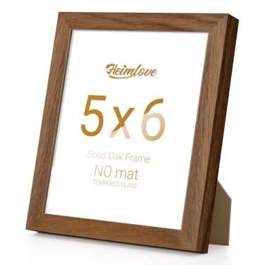 Imagem de Heimlove Porta-retrato 12 x 15 cm, madeira de carvalho, molduras de alta qualidade, 12 x 15 cm, para pendurar na parede ou mesa, 12 x 15 cm natural sem tapete, vidro temperado, kit de parede, cor