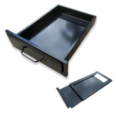 Imagem de Cinzeiro Gaveta Coletora de Cinzas para Churrasqueira, Aço Carbono Preto, 5x25x36 cm, Frente 10x31 cm, Sistema Removível, Design Moderno, com Registro Regulador de Fumaça