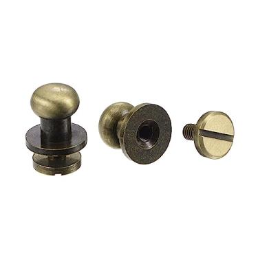 Imagem de Conjunto de 5 conjuntos de parafusos de cabeça redonda de latão sólido de 8 mm para consertos de couro faça você mesmo, cinto, carteira, bolsa, decoração, tom bronze