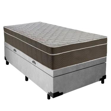 Imagem de Cama Box Baú Suede Solteiro + Colchão Sereneprime Molas Ensacadas 88x188x69 Cor:cinza