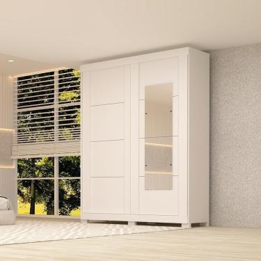 Imagem de Guarda Roupa Solteiro Chile Com Espelho 2 Portas 100% Mdf Linhamobília Branco