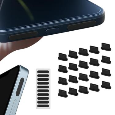 Imagem de Kit 20 PCS Adesivo Protetor de Áudio + 10 Protetor de entrada USB C de celular mais proteção c/película adesiva para proteger o áudio e Protetor plugue USB C para maior durabilidade