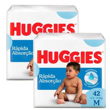 Imagem de Kit 2 Fralda Huggies Tripla Proteção Tamanho M Pacote Mega 42 Fraldas 