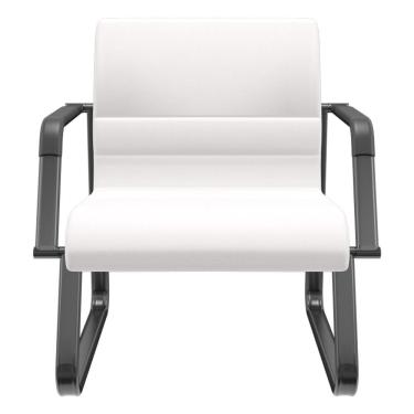 Imagem de Cadeira De Escritório Recepção Com Braço Fixa Preta Lev P03 Vinil Branco - Lyam Decor