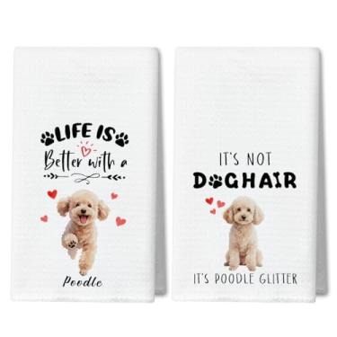 Imagem de WwongxianB Conjunto decorativo de 2 toalhas de cozinha Poodle, toalhas de chá engraçadas, panos de prato macios altamente absorventes 40,6 x 61 cm, decoração de sala de jantar de banheiro, presentes