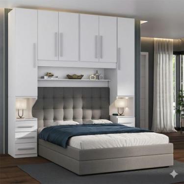 Imagem de Guarda-roupa de Casal com espaço para Cama Box padrão 1220S Branco - M