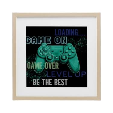Imagem de Stupell Industries Game On Level Up Controller Impressão emoldurada de bétula sob vidro, design de Kim Allen, 40,6 x 40,6 cm