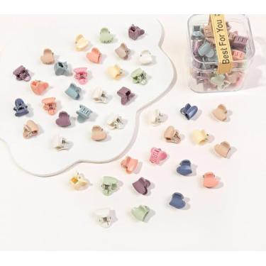 Imagem de 40 peças de grampos de cabelo para mulheres - Mini clipes de garra em forma de coração, lindas garras coloridas para penteados grossos finos médios finos, acessórios de cabelo de plástico durável para