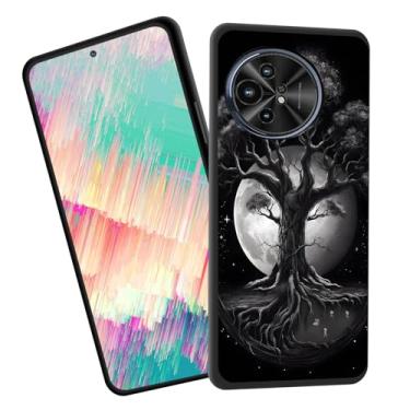 Imagem de EFGWSDER Capa para TCL 60 XE NxtPaper, capa fina à prova de choque de silicone de borracha macia TPU para TCL 60 XE NxtPaper 6,7 polegadas 2025, árvore da vida lua