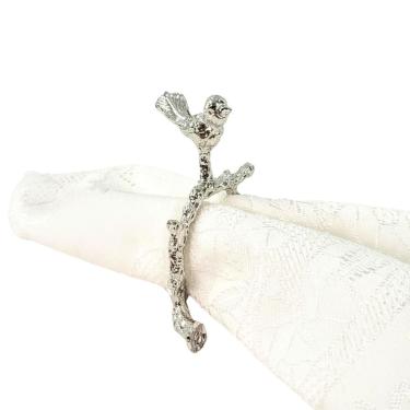 Imagem de Porta Guardanapo Pássaro Prata Galho Mesa Posta Decoração