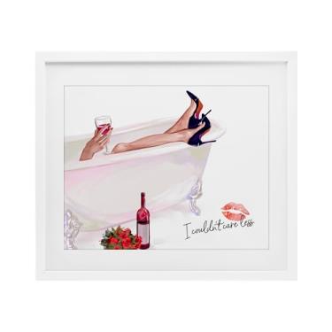 Imagem de Stupell Industries Couldn't Care Less Tub Birch Impressão emoldurada sob vidro, design por Ziwei Li, 13 x 16