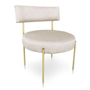 Imagem de Poltrona Aimê Linho Bege Estrutura Redonda De Ferro