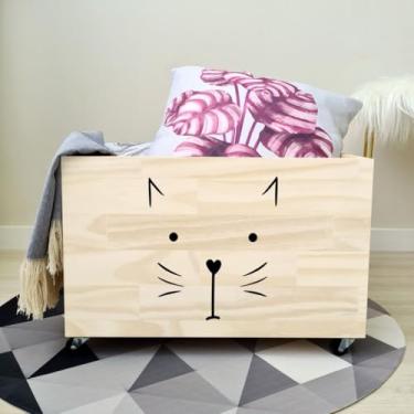 Imagem de Caixote Organizador com Rodas 30x30x50cm - Cesto Organizador de Brinquedos e Roupas - Madeira Pinus(CX017)