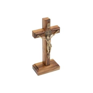 Imagem de Crucifixo Mesa Ou Parede Madeira 12 cm Medalha De São Bento