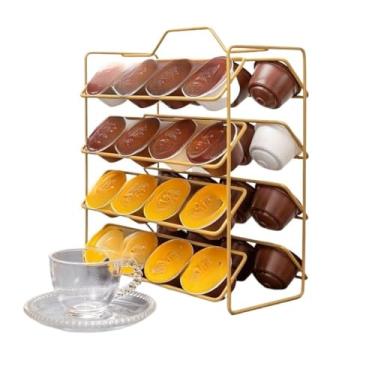 Imagem de Porta Cápsulas de Café - Suporte Reforçado e Organizador de Bancada(32 Cápsulas Dourado)