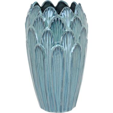 Imagem de Vaso Decorativo Enfeite Casa Cerâmica 27x16x16cm Azul