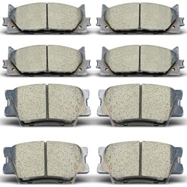 Imagem de DYZJKWJW D1293 D1212 Conjunto de pastilhas de freio de cerâmica dianteiras traseiras adequadas para Toyota Camry 2007 Japão construído, para Toyota Camry 2008-2017, para Toyota Avalon 2008-2018, ES350