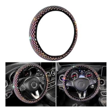 Imagem de Sandfren Capa de volante de carro brilhante, protetor de volante de veículo com strass de cristal de 14,96 polegadas, acessórios de proteção interna automotiva diamante, ajuste universal