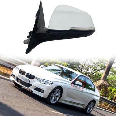 Imagem de Espelho retrovisor de carro adequado para BMW F30 Série 3 2011-2018 Conjunto de espelhos laterais do motorista Substituição para acessórios BMW, luz giratória de aquecimento elétrico dobrável (base