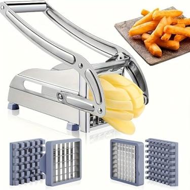 Imagem de LenDLY Cortador de batatas fritas, cortador de batata profissional de aço inoxidável resistente com aderência confortável e lâminas retas, ideal para fazer batatas fritas caseiras e palitos de batata