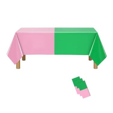Imagem de rejopfad Pacote com 3 toalhas de mesa rosa e verde, capas de mesa descartáveis à prova d'água, tema princesa e bruxa, decorações de festa rosa e verde