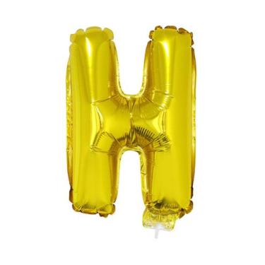 Imagem de Balão Metalizado 16" Funny Letra H Dourado com Suporte, UNICA