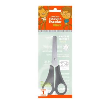 Imagem de Tesoura Escolar Leonora Lâmina Inox Cabo Black 13cm, UNICA