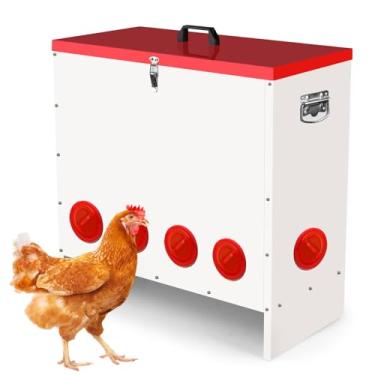 Imagem de Qdreclod Alimentador de frango galvanizado profissional de 10 portas (45 kg) – Sistema de alimentador automático de aves de grande capacidade, adequado para galinhas, gansos, patos, perus, codornizes