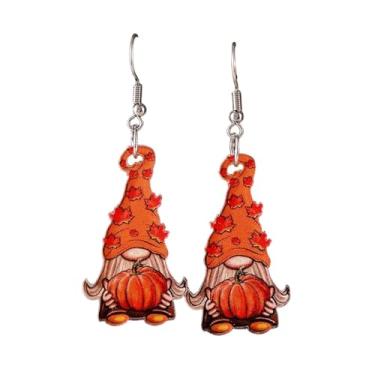 Imagem de Brincos criativos de goblin de Ação de Graças, engraçados, torta de leite, chá, abóbora, girassol, joias de outono e férias para mulheres, Zinco, Sem pedra preciosa