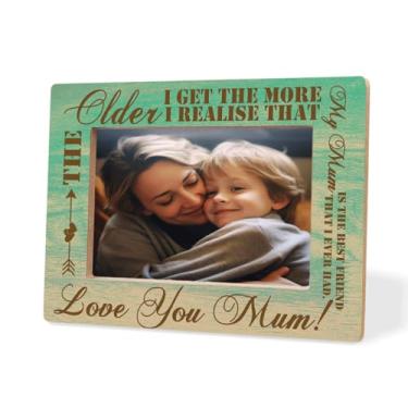 Imagem de XHWLYN Molduras de madeira para mãe My Mum Is The Best Friend, presente para mãe, presente charmoso, Dia das Mães, aniversário, Ação de Graças e Natal, decoração de mesa elegante, moldura de lembrança