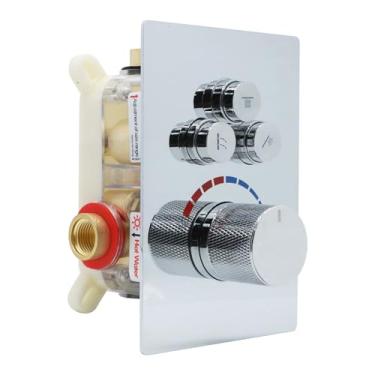 Imagem de Válvula de chuveiro oculta, válvula de desvio de mistura de chuveiro de latão de 3 maneiras pode usar o tempo todo cromado polido