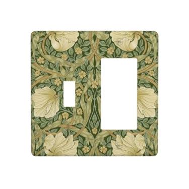 Imagem de SgEdao Capas decorativas William Morris floral vintage art nouveau botânico 2 gangues 1 gangue placa de parede interruptor único/balancim capas de interruptor de luz para banheiro cozinha