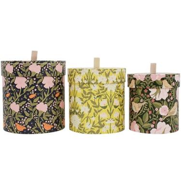 Imagem de MIZFRUZZY Caixas de armazenamento decorativas de 3 peças com tampas, armazenamento de lã, caixa de brinquedos, conjunto de caixa de lembrança de papelão, design de borboleta e pássaro, decoração de