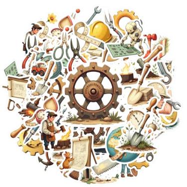 Imagem de 70 peças de ferramentas de construção, animais, faça você mesmo, adesivos de construção, retrô, para mala, geladeira, telefone, bagagem, laptop, guitarra, carro, adesivo, brinquedos, caderno, bagagem