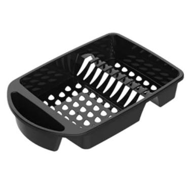 Imagem de Escorredor de Louças Multiuso, Preto, Organizador Para Pratos, Copos e Talheres, Com Base Coletora de Água