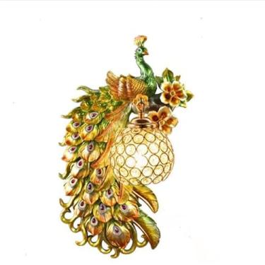 Imagem de Luminária de parede LED American Creative Art Peacock para sala de estar, quarto, escritório, casa de campo, hotel, quarto infantil, corredor (DC Esquerda)